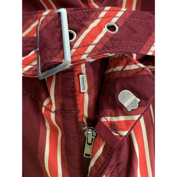 Free People Women’s Striped Pleated Wit Pockets Belt Capri Pants Size 8 - Picture 6 of 8